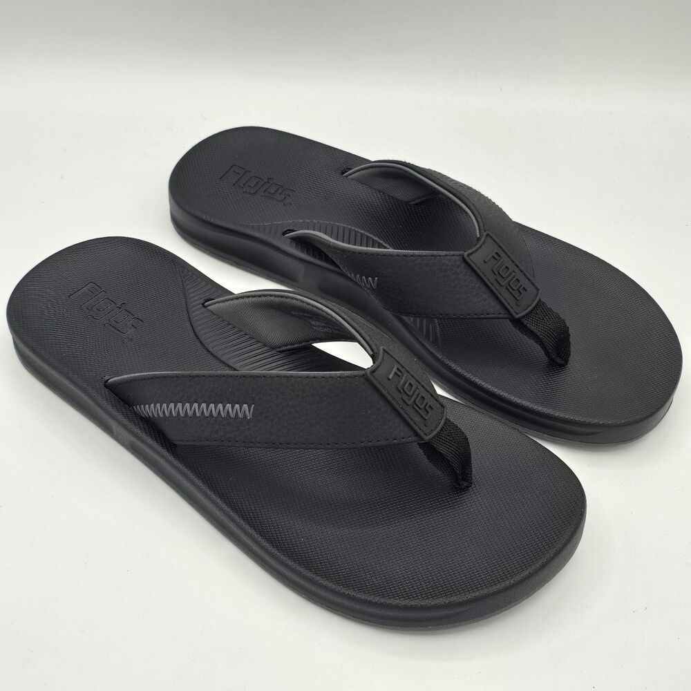 Flojos Flip Flops Men’s Water Resistant Memory Foam Sandals Black Pick Size
